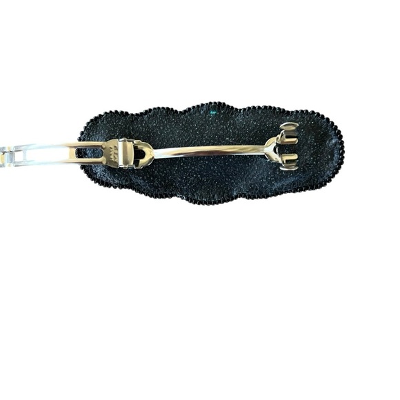 Vintage Seed Beaded Overlapping Circle Hair Clip Purple Black Taiwan 4” - Picture 3 of 13